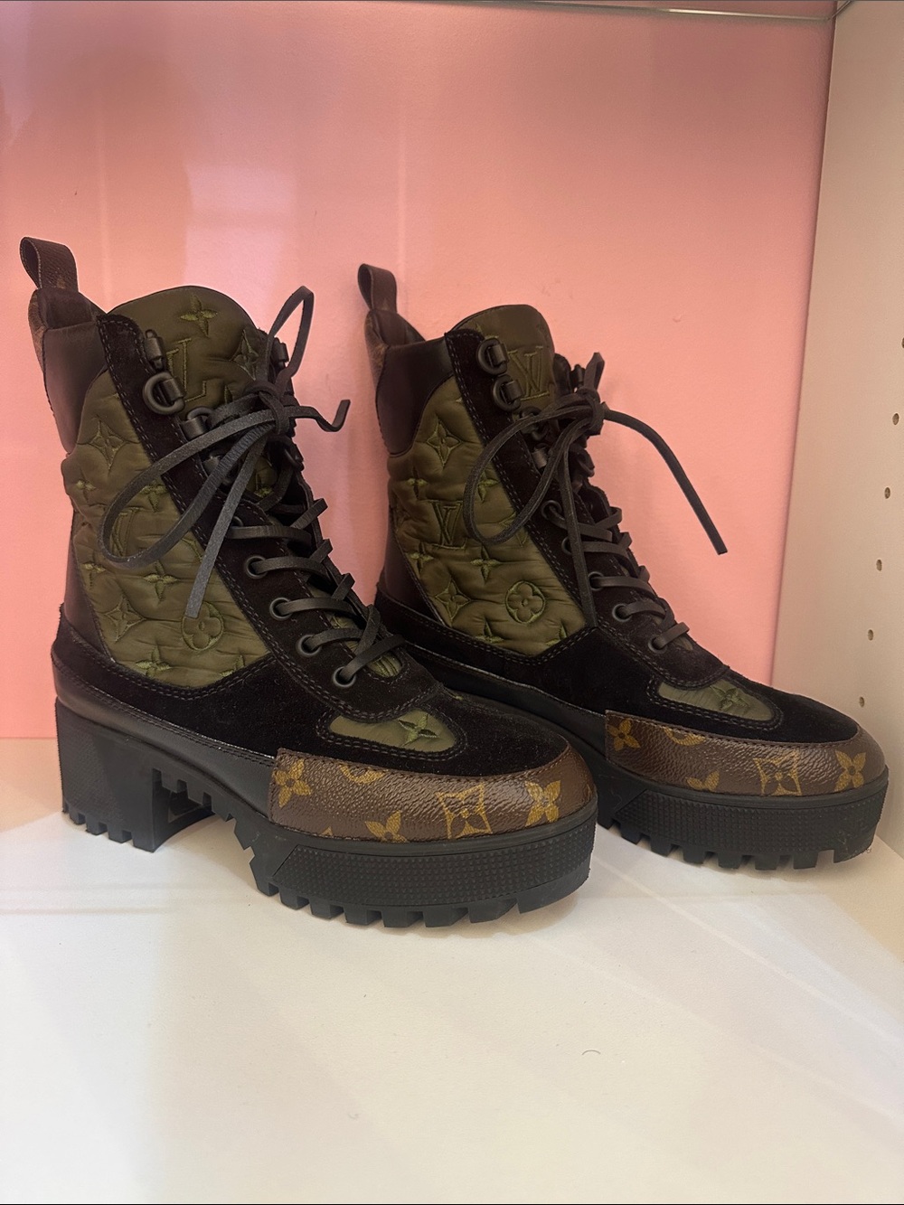 Louis Vuitton Quilted Platform Combat Boots